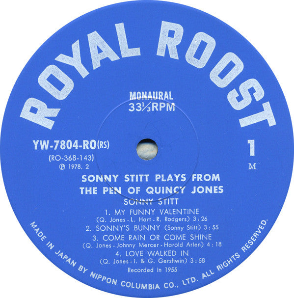 Sonny Stitt - Sonny Stitt Plays Arrangements From The Pen Of Quincy Jones (Vinyl, LP, Album, Reissue, Mono) Very Good (VG) / Very Good Plus (VG+)