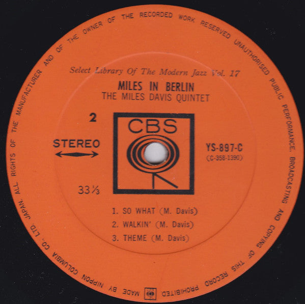The Miles Davis Quintet - Miles In Berlin (Vinyl, LP, Album, Stereo)