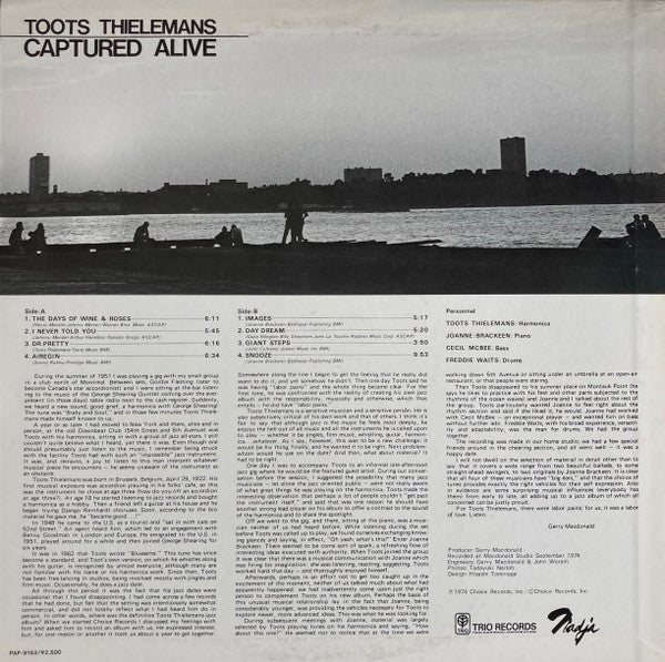 Toots Thielemans - Captured Alive (Vinyl, LP, Album, Reissue)
