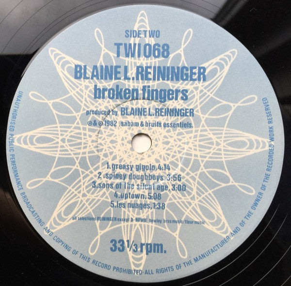 Blaine L. Reininger - Broken Fingers (Vinyl, LP, Album, Reissue) Good Plus (G+) / Very Good Plus (VG+)