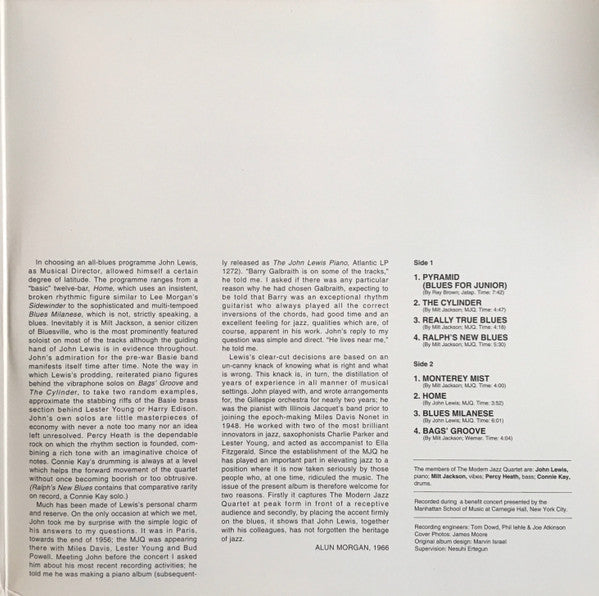 The Modern Jazz Quartet - Blues At Carnegie Hall (Vinyl, LP, Limited Edition, Numbered, Reissue, Remastered, Special Edition) Very Good Plus (VG+) / Very Good Plus (VG+)