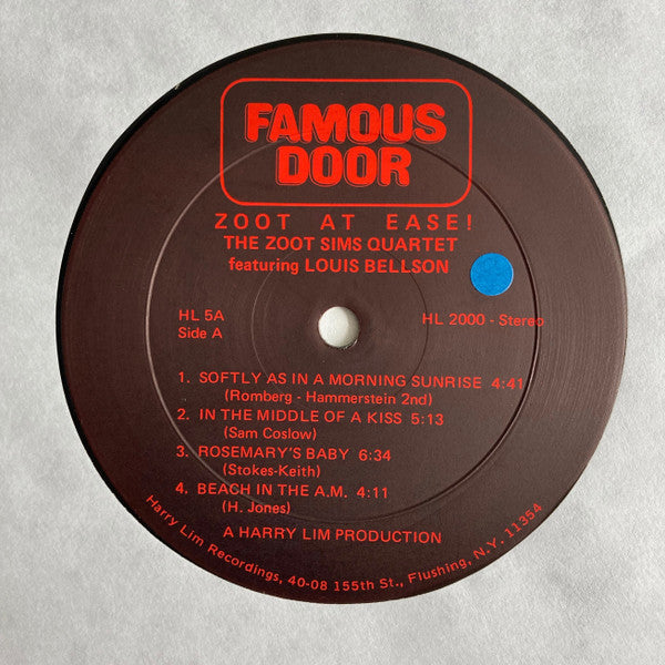 Zoot Sims Quartet - Zoot At Ease (Vinyl, LP, Album)