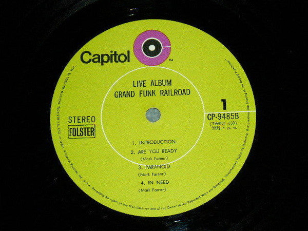 Grand Funk Railroad - Live Album (2xVinyl, LP, Album, Stereo) Good Plus (G+) / Good Plus (G+)