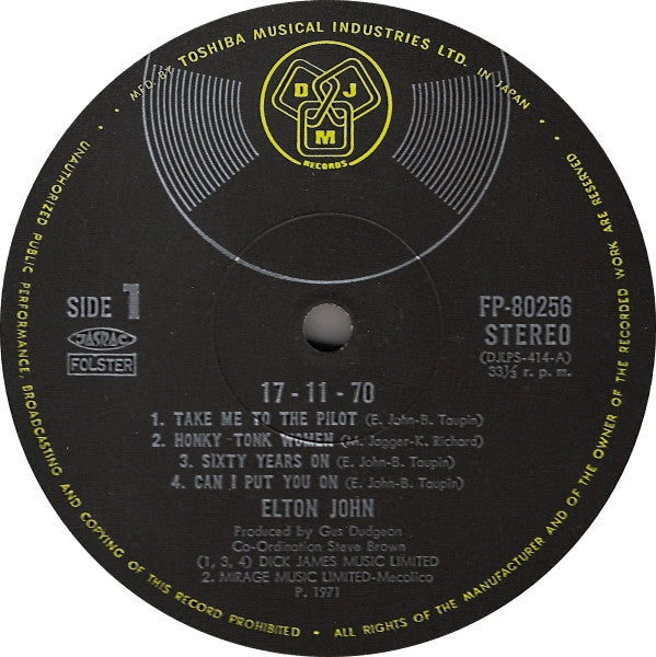 Elton John - 17-11-70 (Vinyl, LP, Album, Stereo)