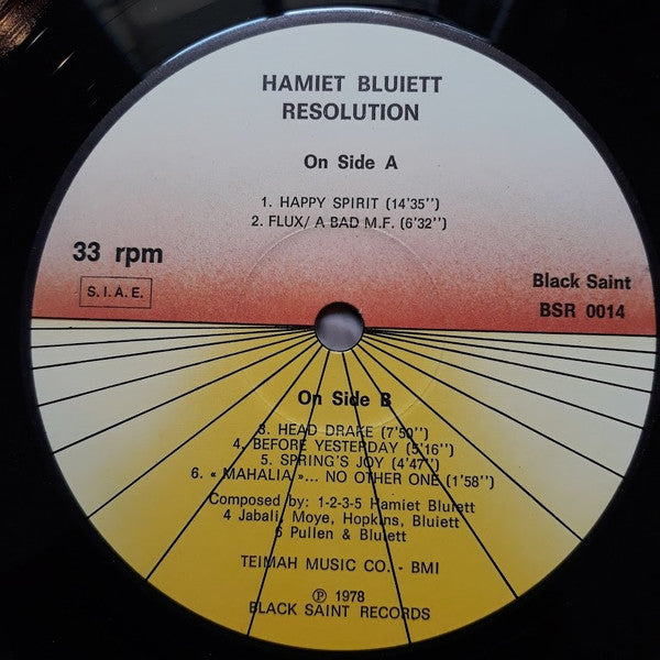 Hamiet Bluiett - Resolution (Vinyl, LP, Album) Good Plus (G+) / Good Plus (G+)