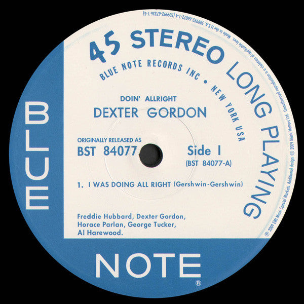 Dexter Gordon - Doin' Allright (2xVinyl, 12", 45 RPM, Album, Limited Edition, Reissue, Remastered, Stereo) Very Good (VG) / Near Mint (NM or M-)