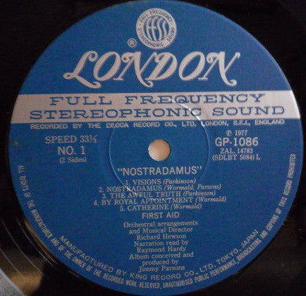First Aid (5) - Nostradamus (Vinyl, LP, Album) Good Plus (G+) / Very Good Plus (VG+)