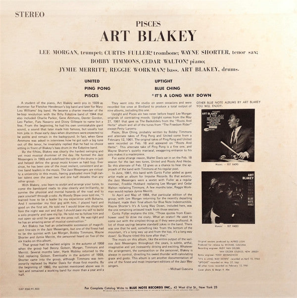 Art Blakey - Pisces = Pisces (Vinyl, LP, Album, Limited Edition, Stereo) Very Good Plus (VG+) / Very Good (VG)