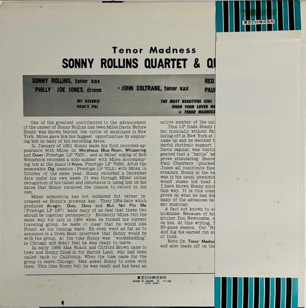 Sonny Rollins Quartet - Tenor Madness (Vinyl, LP, Album, Reissue, M...