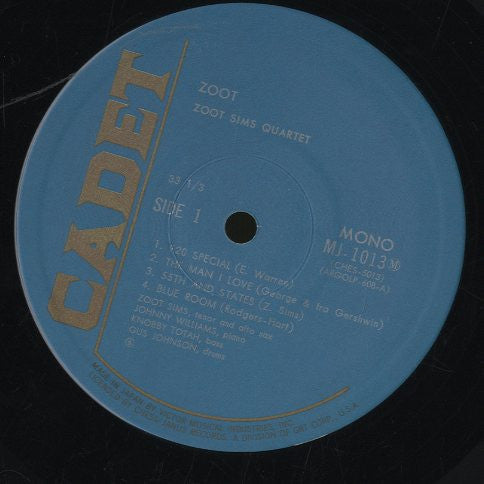 Zoot Sims Quartet - Zoot (Vinyl, LP, Album, Reissue, Mono)