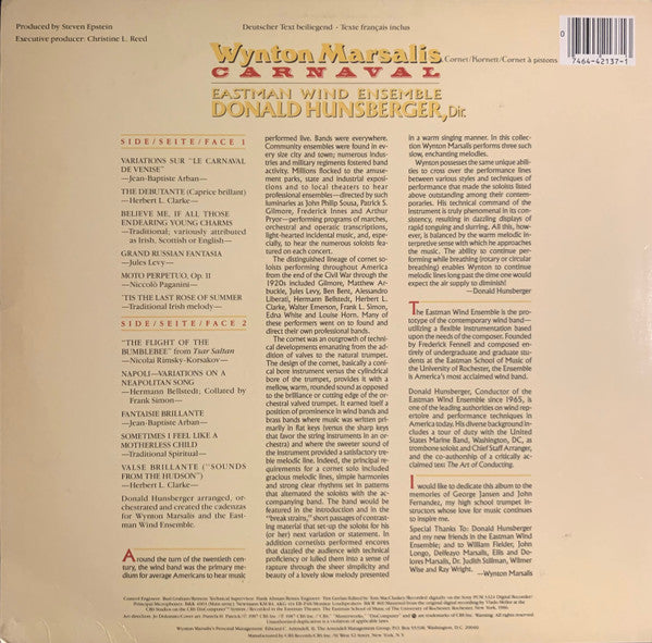 Wynton Marsalis - Carnaval (Vinyl, LP, Album) Very Good Plus (VG+) / Very Good (VG)