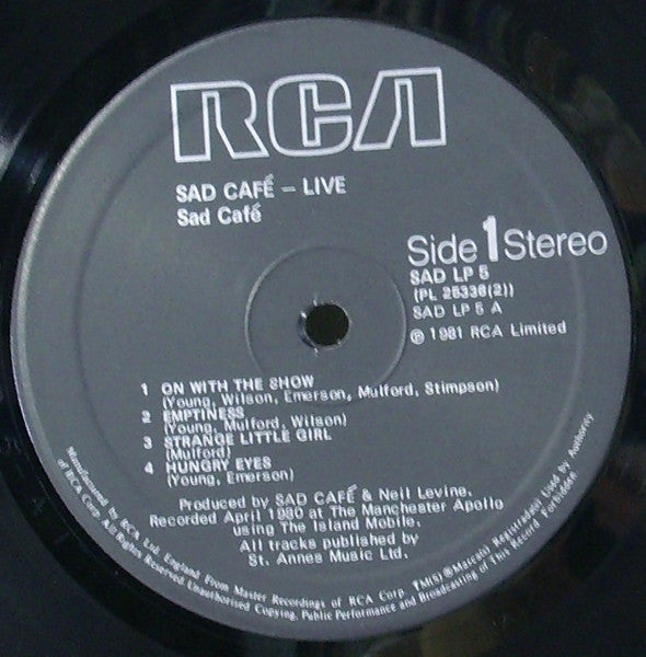 Sad Café - Live In Concert (2xVinyl, LP, Album) Good Plus (G+) / Good Plus (G+)