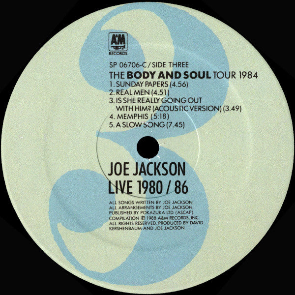 Joe Jackson - Live 1980 / 86 (2xVinyl, LP, Album) Very Good Plus (VG+) / Very Good (VG)