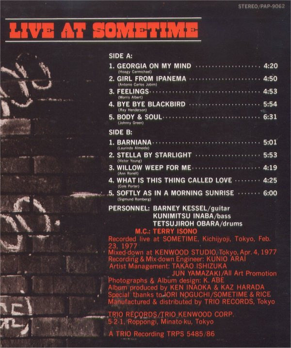 Barney Kessel - Live At Sometime (Vinyl, LP, Album) Very Good Plus (VG+) / Very Good Plus (VG+)