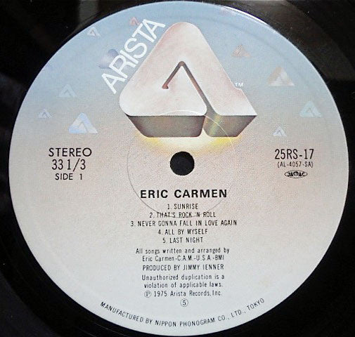 Eric Carmen - Eric Carmen (Vinyl, LP, Album, Reissue, Stereo) Good Plus (G+) / Very Good (VG)