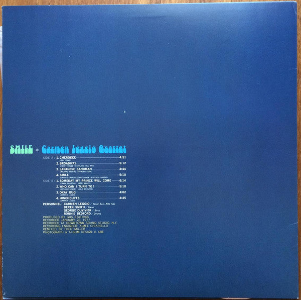 Carmen Leggio Quartet - Smile (Vinyl, LP) Very Good Plus (VG+) / Very Good (VG)