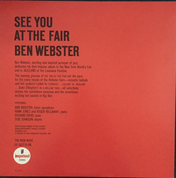 Ben Webster - See You At The Fair (Vinyl, LP, Album, Reissue, Stereo) Very Good (VG) / Very Good (VG)
