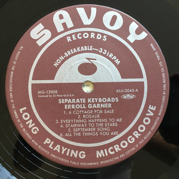Erroll Garner - Separate Keyboards (Vinyl, LP, Compilation, Mono) Very Good Plus (VG+) / Very Good Plus (VG+)