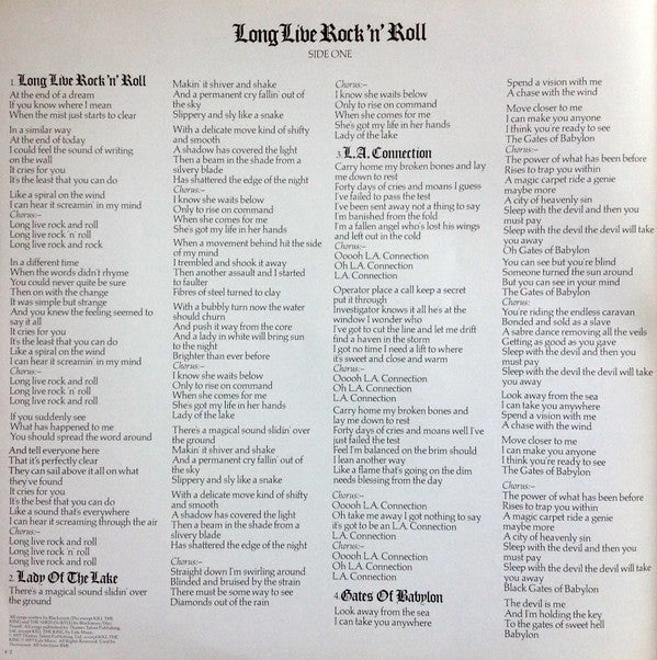Rainbow - Long Live Rock 'N' Roll (Vinyl, LP, Album, Reissue, Stereo)