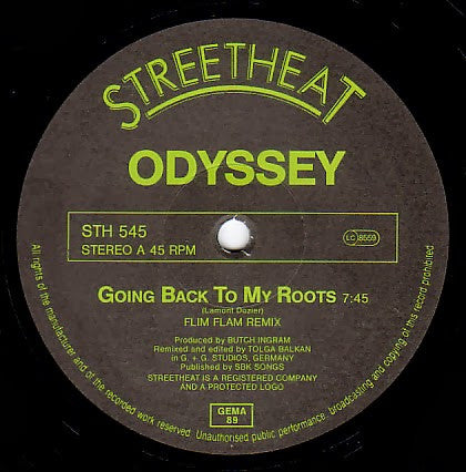 Odyssey (2) - Going Back To My Roots (Flim Flam Remix) (Vinyl, 12", 45 RPM, Maxi-Single, Limited Edition) Good Plus (G+) / Good (G)