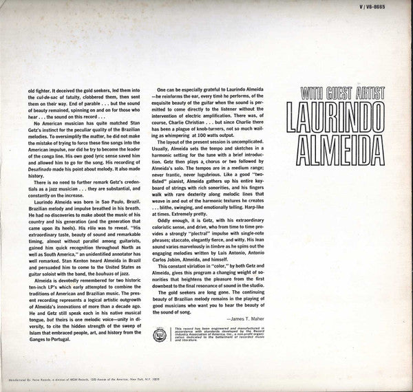 Stan Getz - Stan Getz With Guest Artist Laurindo Almeida (Vinyl, LP, Stereo) Very Good (VG) / Very Good Plus (VG+)