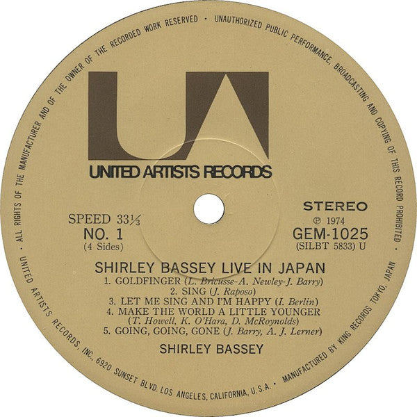 Shirley Bassey - Live In Japan (2xVinyl, LP, Album) Very Good Plus (VG+) / Very Good (VG)