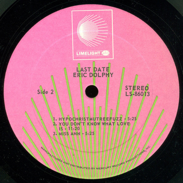 Eric Dolphy - Last Date (Vinyl, LP, Album, Reissue, Stereo) Very Good (VG) / Good Plus (G+)