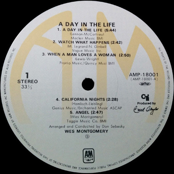 Wes Montgomery - A Day In The Life (Vinyl, LP, Album, Stereo)