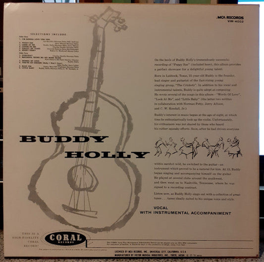 Buddy Holly - Buddy Holly (Peggy Sue) (Vinyl, LP, Album, Reissue, Mono) Very Good Plus (VG+) / Very Good (VG)