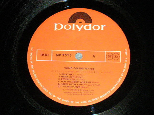 Crosby & Nash - Wind On The Water (Vinyl, LP, Album) Very Good Plus (VG+) / Very Good Plus (VG+)