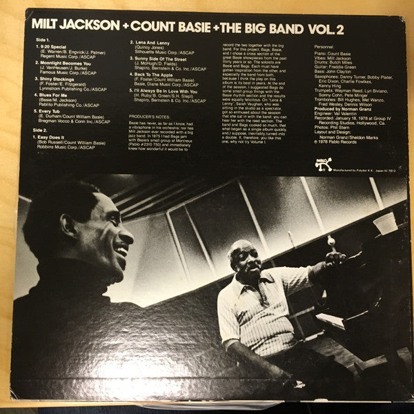 Milt Jackson - Milt Jackson + Count Basie + The Big Band Vol. 2 (Vinyl, LP) Very Good Plus (VG+) / Very Good (VG)