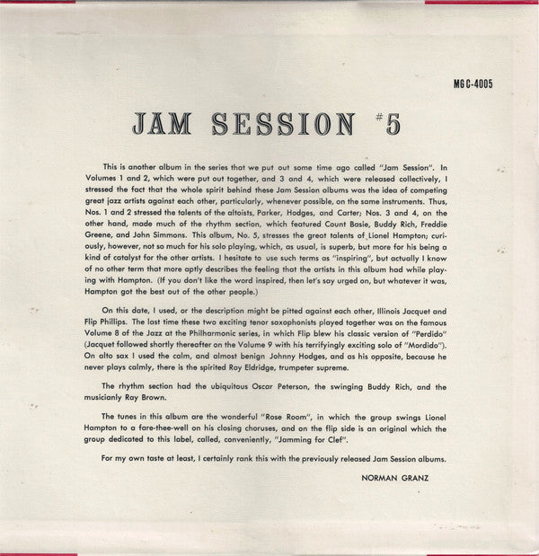 Various - Jam Session #5 (Vinyl, LP, Album, Reissue, Mono) Very Good Plus (VG+) / Very Good Plus (VG+)