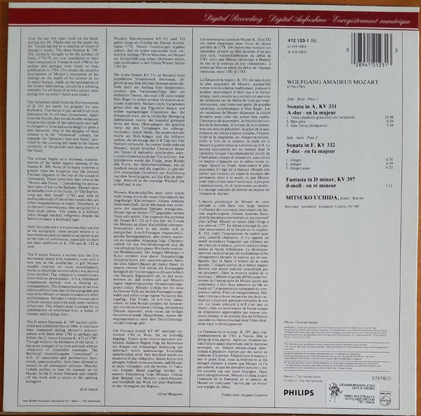 Wolfgang Amadeus Mozart - 2 Sonatas = 2 Sonaten : KV 331 "Alle Turca", KV 332, Fantaisie KV 397 (Vinyl, LP, Reissue) Very Good Plus (VG+) / Very Good Plus (VG+)