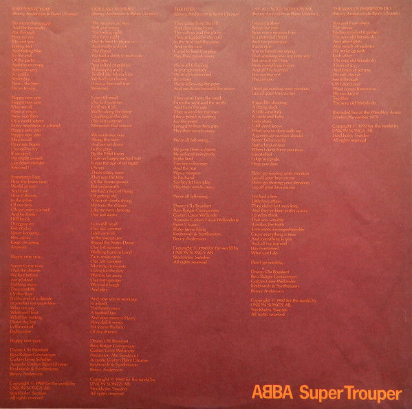 ABBA - Super Trouper (Vinyl, LP, Album, Stereo) Very Good Plus (VG+) / Very Good Plus (VG+)