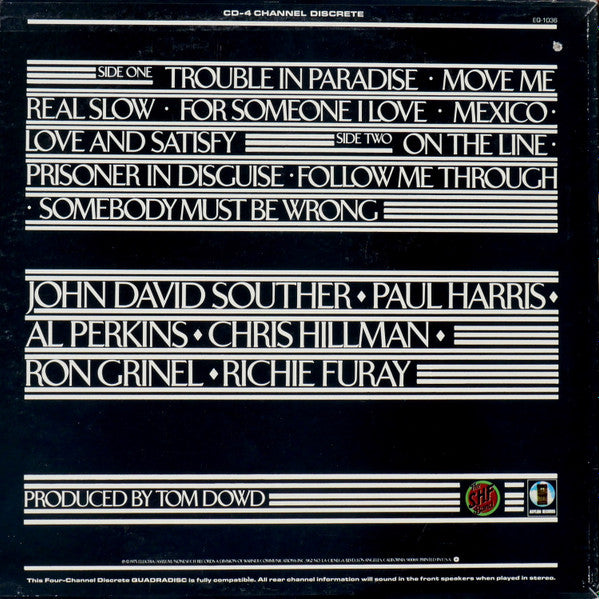 The Souther-Hillman-Furay Band - Trouble In Paradise (Vinyl, LP, Album, Quadraphonic) Very Good (VG) / Very Good (VG)