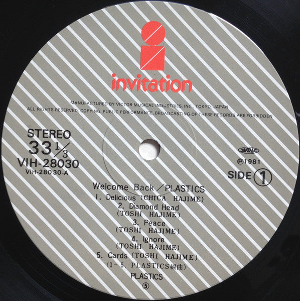 Plastics - Welcome Back = ウェルカム・バック (Vinyl, LP, Album, Stereo) Very Good Plus (VG+) / Very Good (VG)