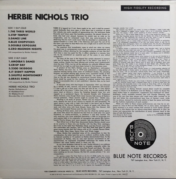 Herbie Nichols Trio - Herbie Nichols Trio (Vinyl, LP, Compilation, ...