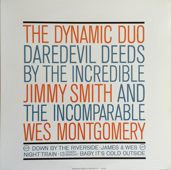 Jimmy Smith - Jimmy & Wes - The Dynamic Duo (Vinyl, LP, Album, Reissue, Stereo) Very Good Plus (VG+) / Very Good Plus (VG+)
