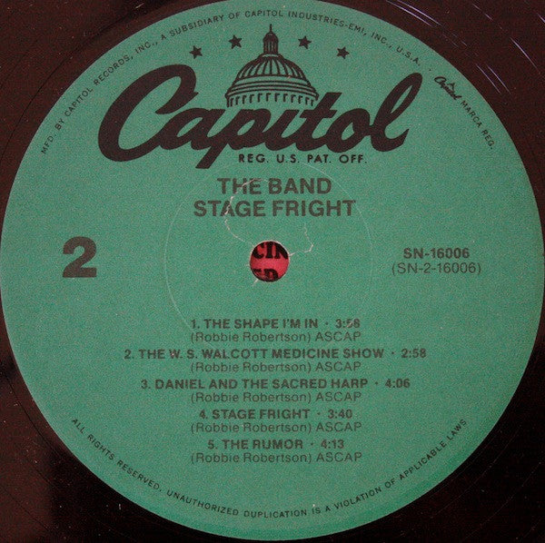 The Band - Stage Fright (Vinyl, LP, Album, Reissue) Very Good Plus (VG+) / Very Good Plus (VG+)