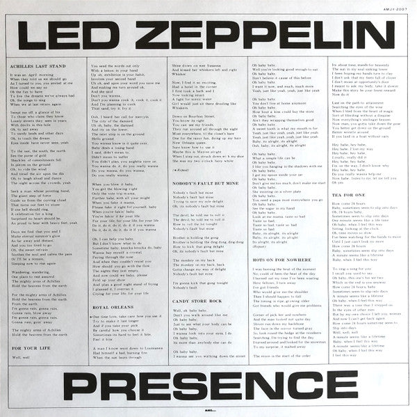 Led Zeppelin - Presence = プレゼンス (Vinyl, LP, Album, Reissue) Very Good Plus (VG+) / Good Plus (G+)