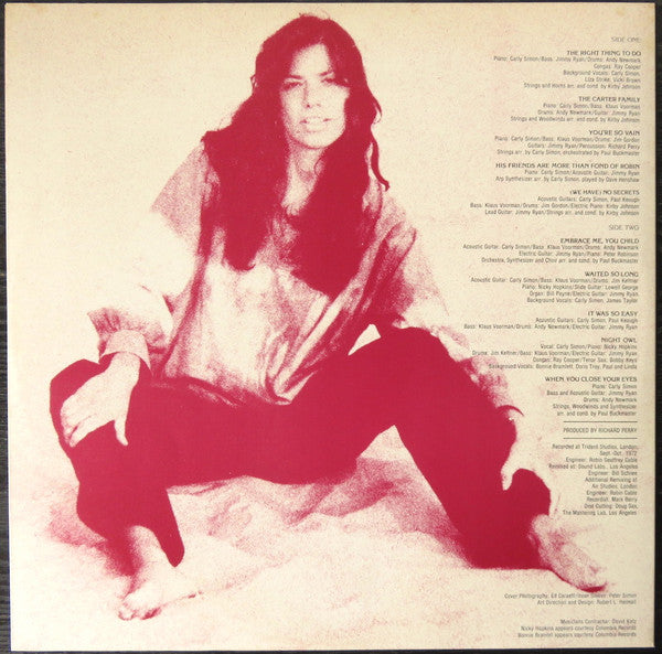 Carly Simon - No Secrets (Vinyl, LP, Album, Repress) Very Good (VG) / Good Plus (G+)