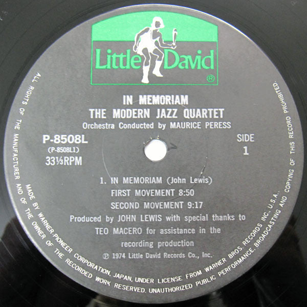 The Modern Jazz Quartet - In Memoriam (Vinyl, LP, Album)