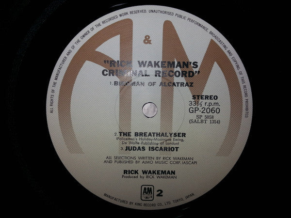 Rick Wakeman - Rick Wakeman's Criminal Record (Vinyl, LP, Album) Very Good (VG) / Very Good (VG)