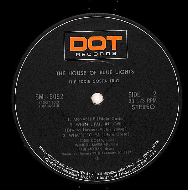 Eddie Costa Trio - The House Of Blue Lights (Vinyl, LP, Album, Reis...