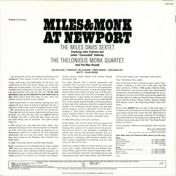 The Miles Davis Sextet - Miles & Monk At Newport (Vinyl, LP, Album,...