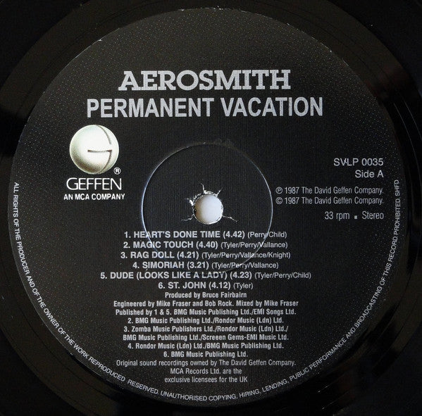 Aerosmith - Permanent Vacation (Vinyl, LP, Album, Reissue, Limited Edition) Near Mint (NM or M-) / Near Mint (NM or M-)