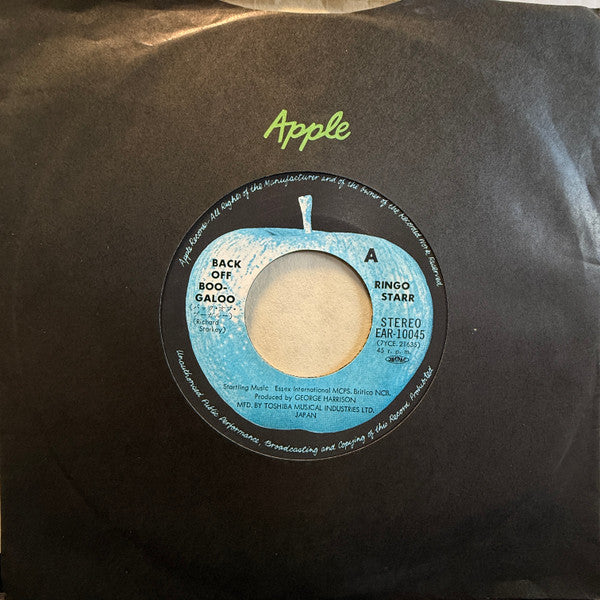 Ringo Starr - Back Off Boogaloo / Blindman (Vinyl, 7", Single, Stereo) Very Good Plus (VG+) / Very Good Plus (VG+)