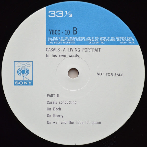 Pablo Casals - Casals: White House Concert/ A Living Portrait In His Own Words (2xVinyl, LP, Mono) Very Good Plus (VG+) / Very Good (VG)