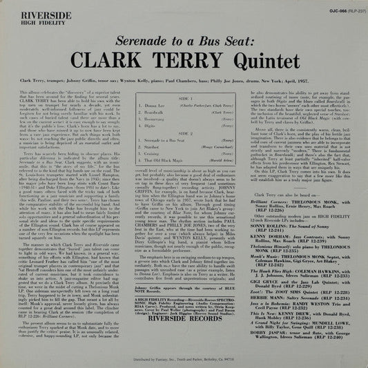 Clark Terry Quintet - Serenade To A Bus Seat (Vinyl, LP, Album, Reissue) Very Good Plus (VG+) / Very Good (VG)