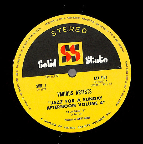 Various - Jazz For A Sunday Afternoon Volume 4 (Vinyl, LP, Album, Reissue) Very Good Plus (VG+) / Very Good (VG)